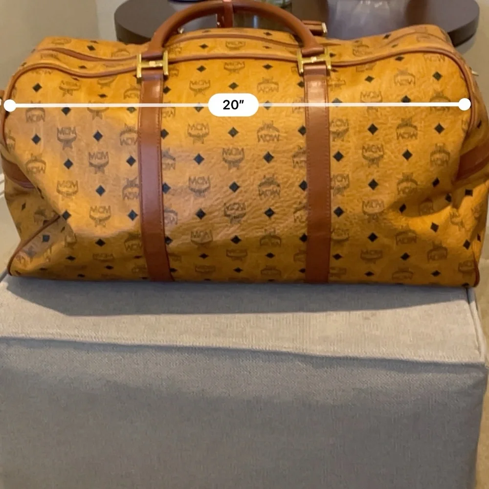 MCM Tan Logo Duffel Bag